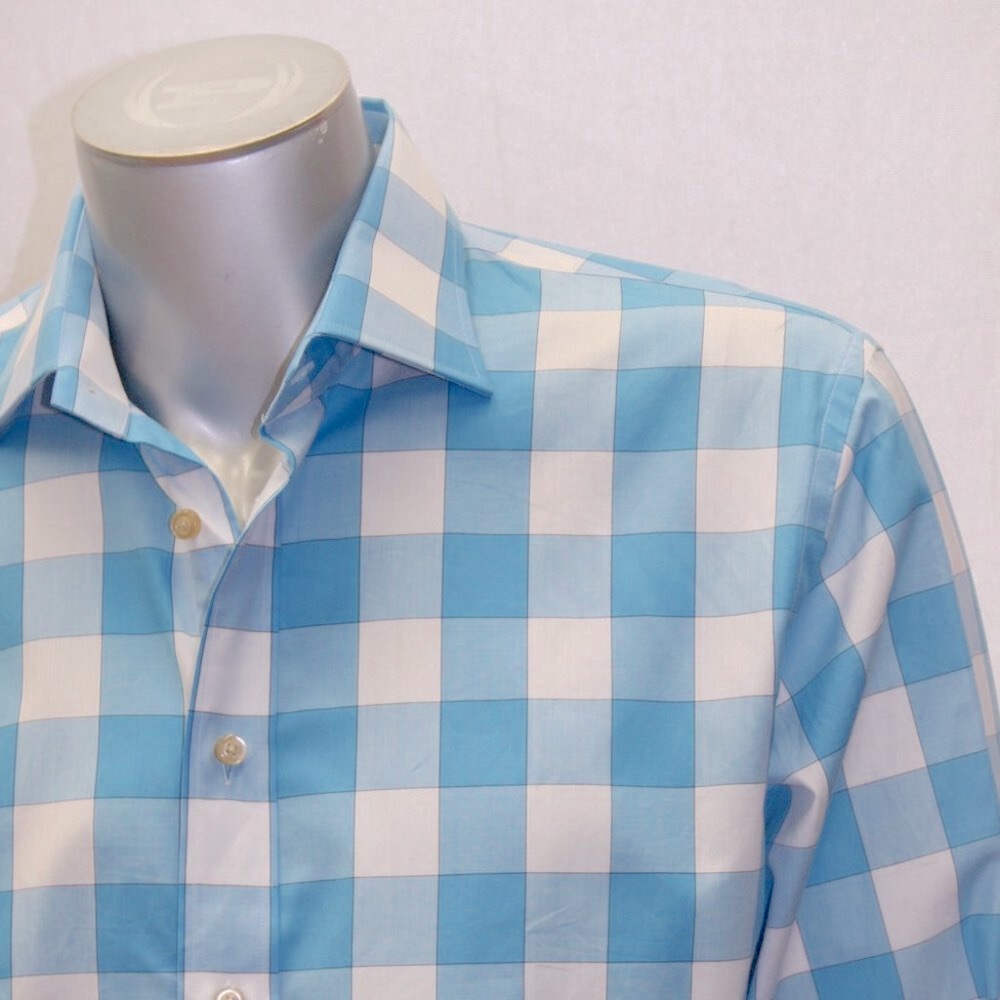 Men's Rufus Sky Blue | White Plaid Long Sleeve Button Down Shirt